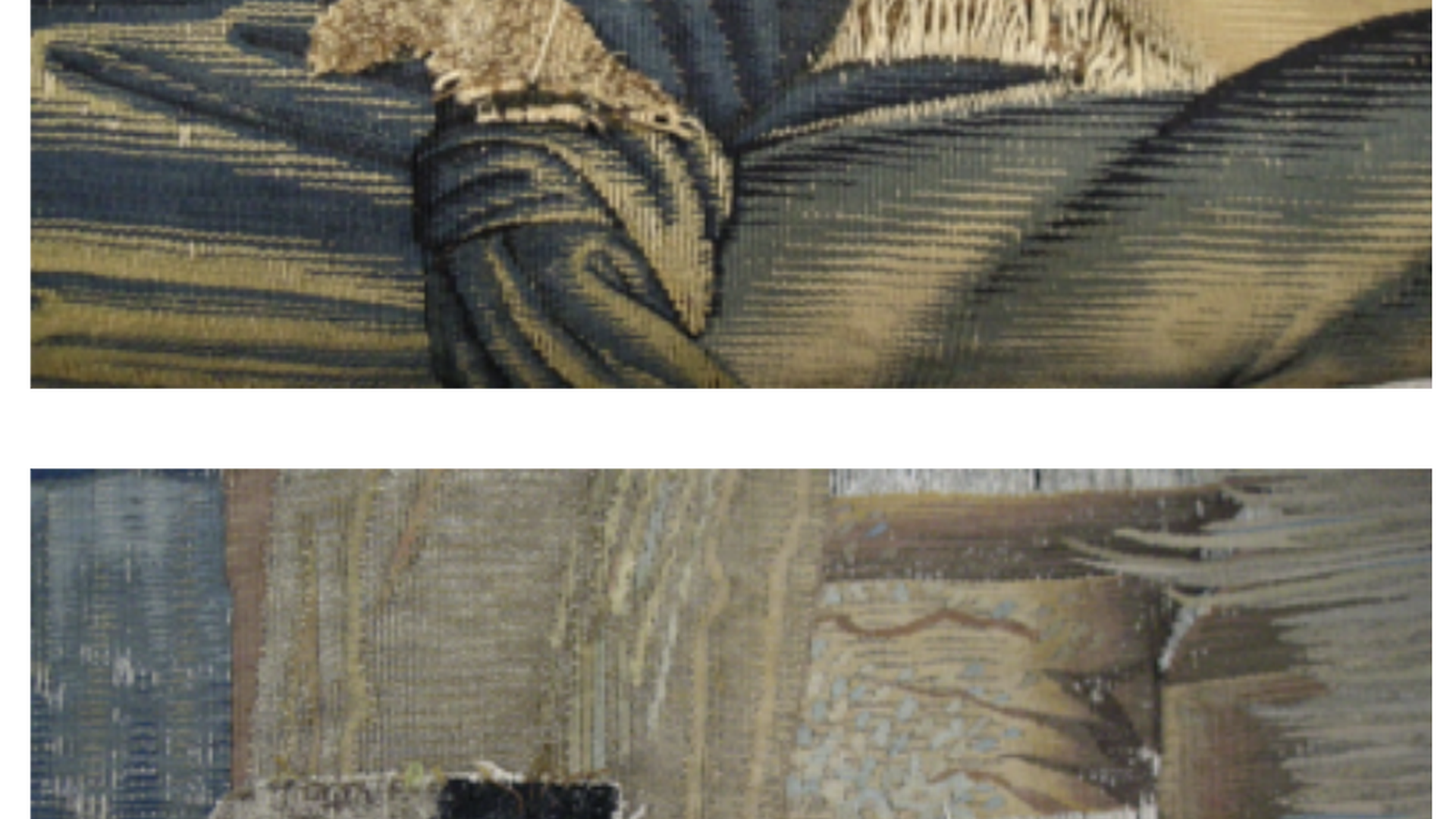 Tapestry Magi Two areas from which a previous restoration was removed