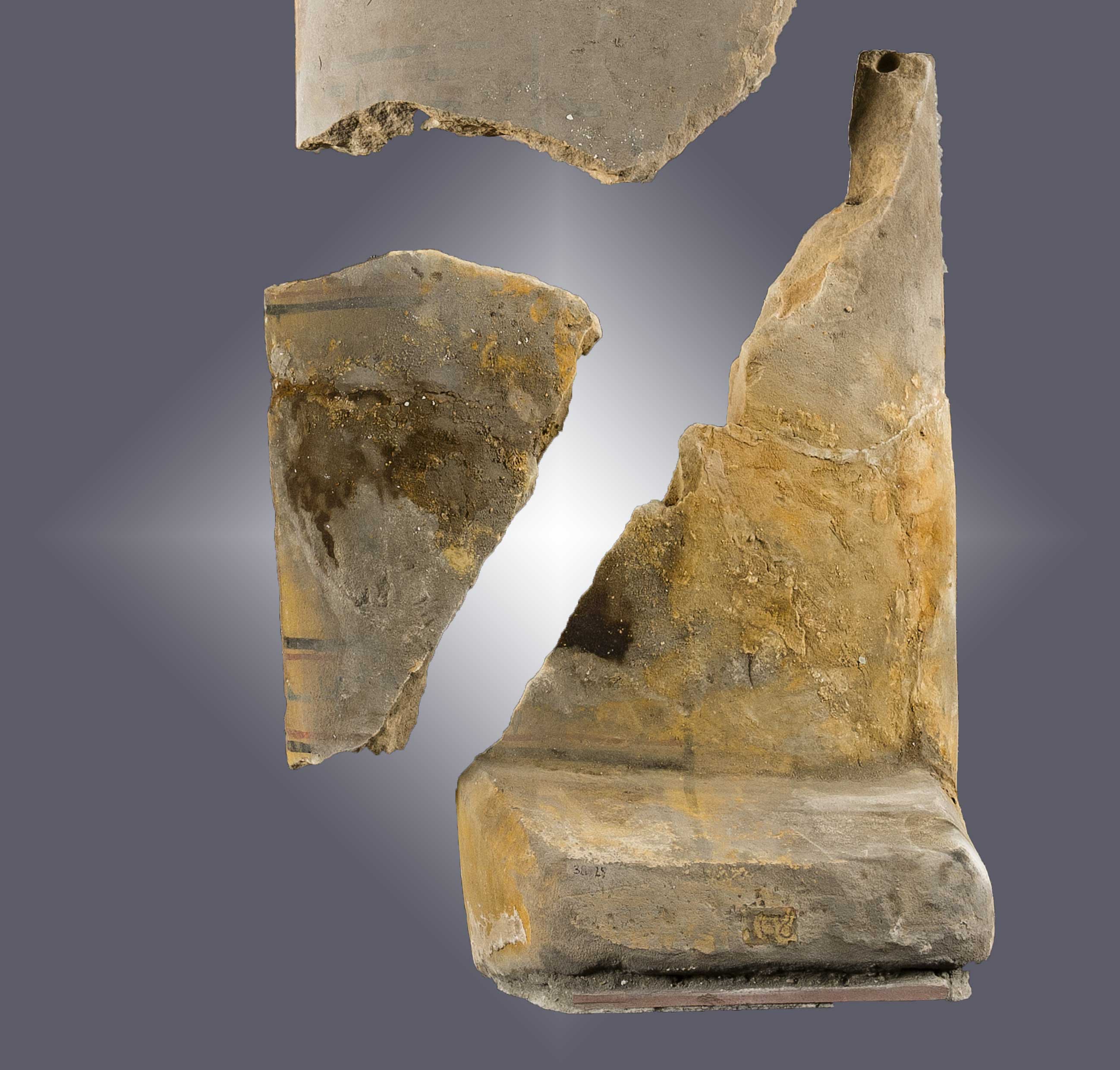 Sandstone Sarcophagus Lid - Lower Section Before Restoration