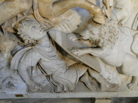 Front of a Continuous Frise Sarcophagus - During the cleaning