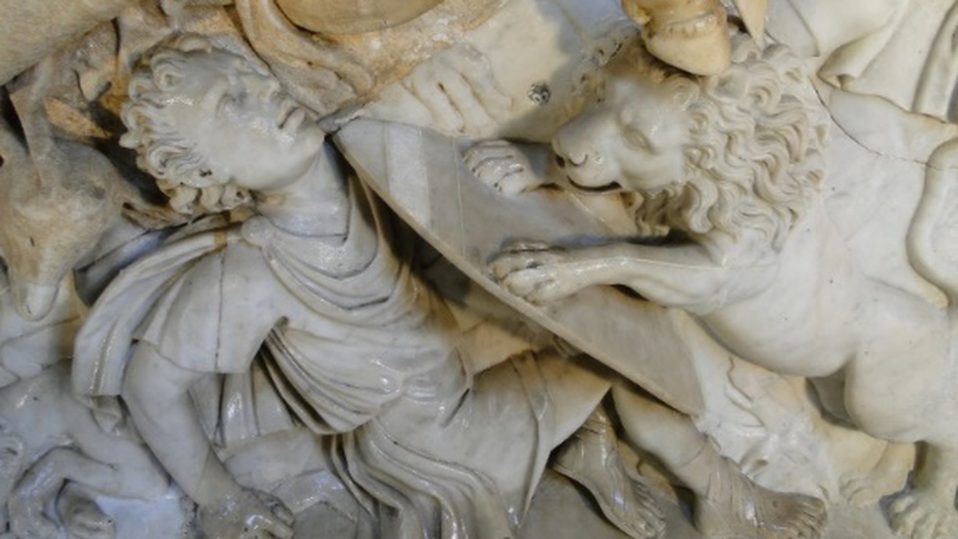 Front of a Continuous Frise Sarcophagus - During the cleaning
