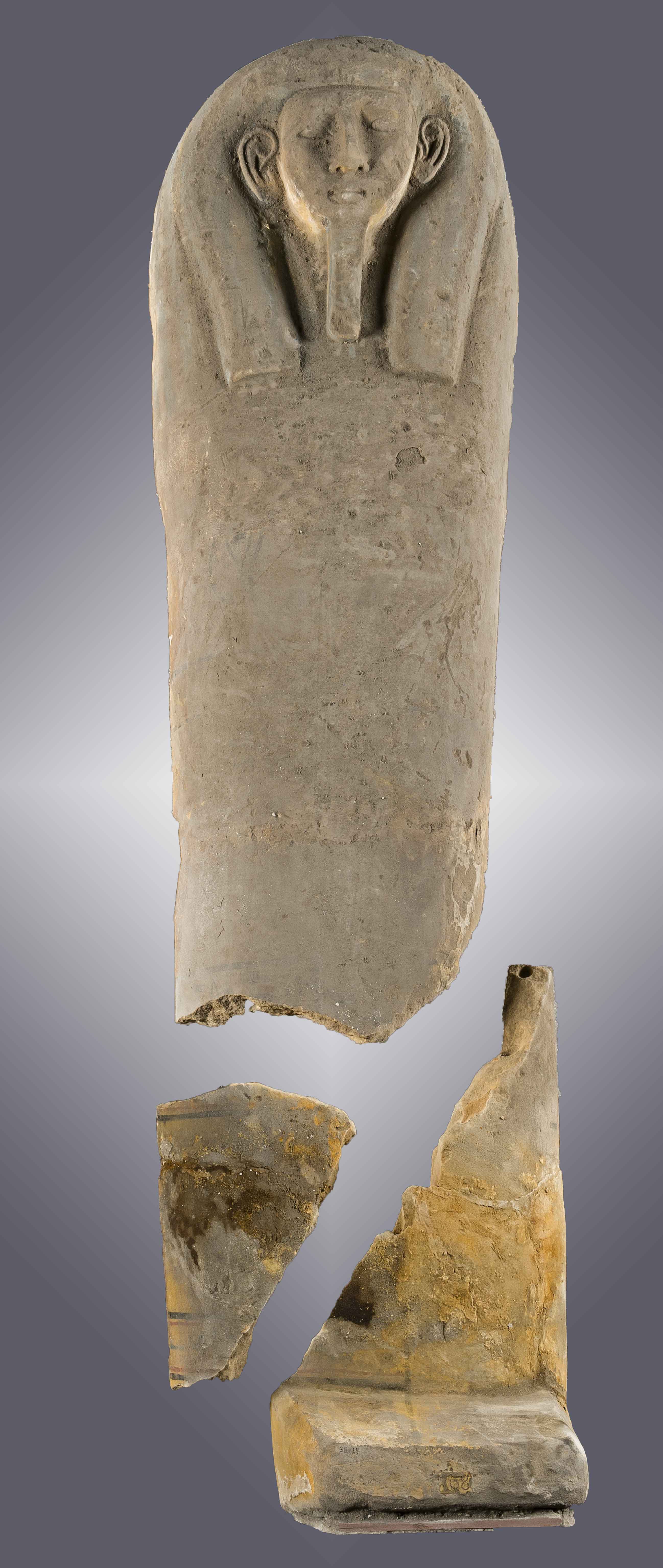 Sandstone Sarcophagus Lid - Before Restoration