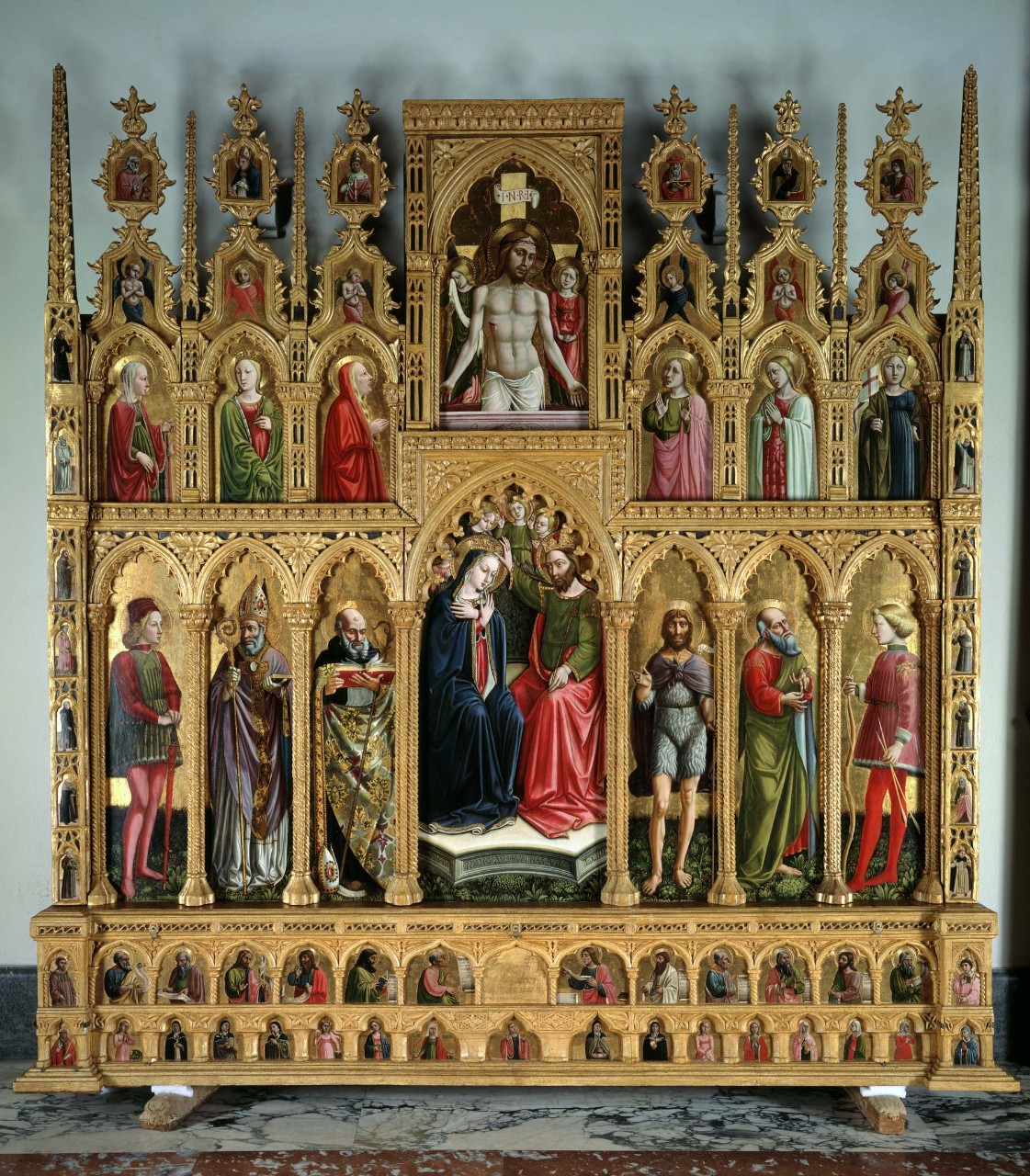 Coronation of the Virgin, Deposition of Christ and Saints (Montelparo Polyptych)